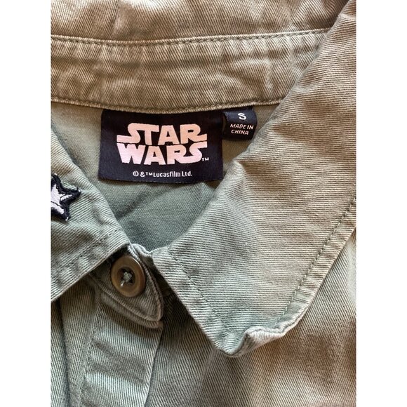 Star Wars Olive Green Button-Up Shirt With Fun Patches Size M 100% Cotton For Ad - Picture 5 of 8